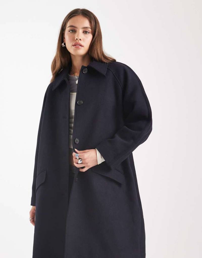 ASOS DESIGN - Mittellanger Car Coat in Marineblau mit Steppfutter von ASOS DESIGN