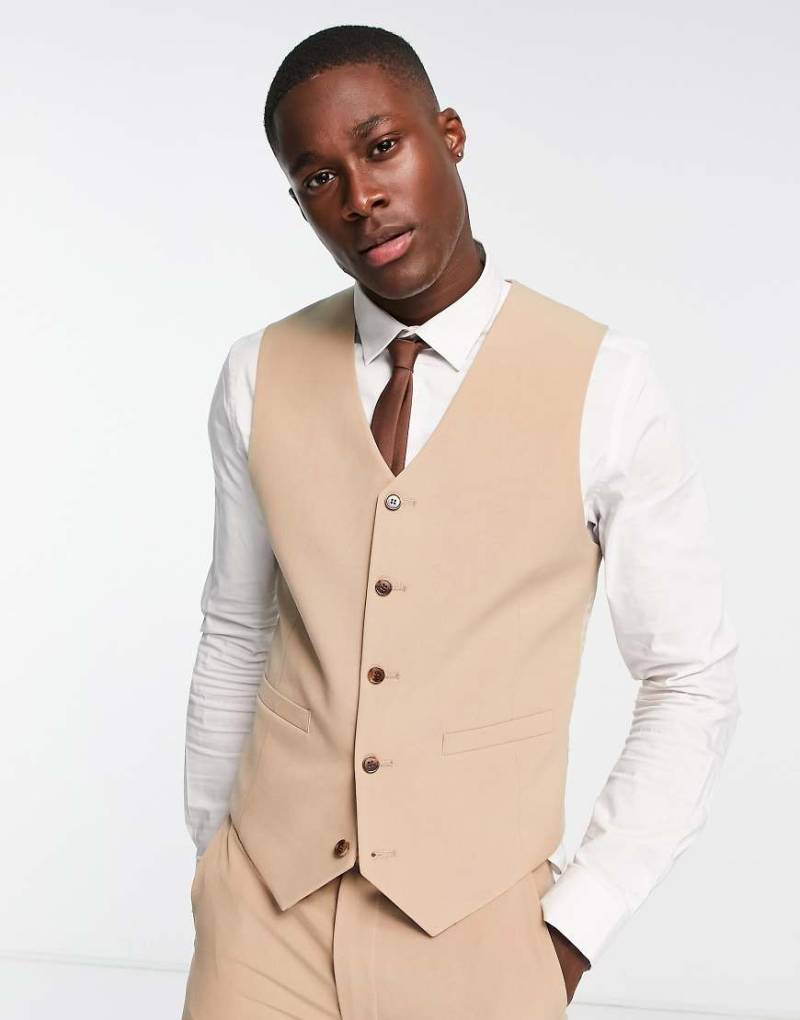ASOS DESIGN - Mix and Match - Eng geschnittene Weste in Beige-Neutral von ASOS DESIGN