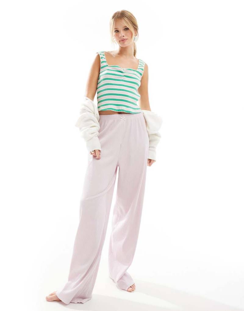 ASOS DESIGN - Mix & Match - Gerippte Pyjamahose in Flieder-Lila von ASOS DESIGN