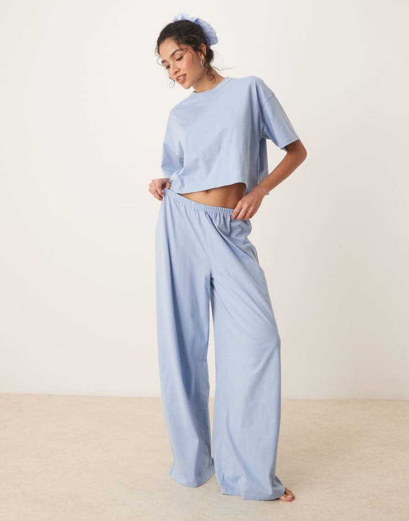 ASOS DESIGN - Mix & Match - Kastiges Pyjama-T-Shirt Blau von ASOS DESIGN