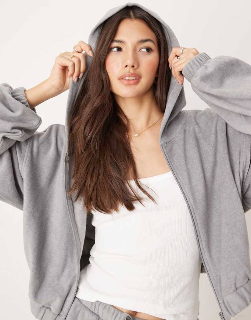 ASOS DESIGN - Mix & Match - Lounge-Kapuzenpullover aus Fleece in Hellgrau von ASOS DESIGN