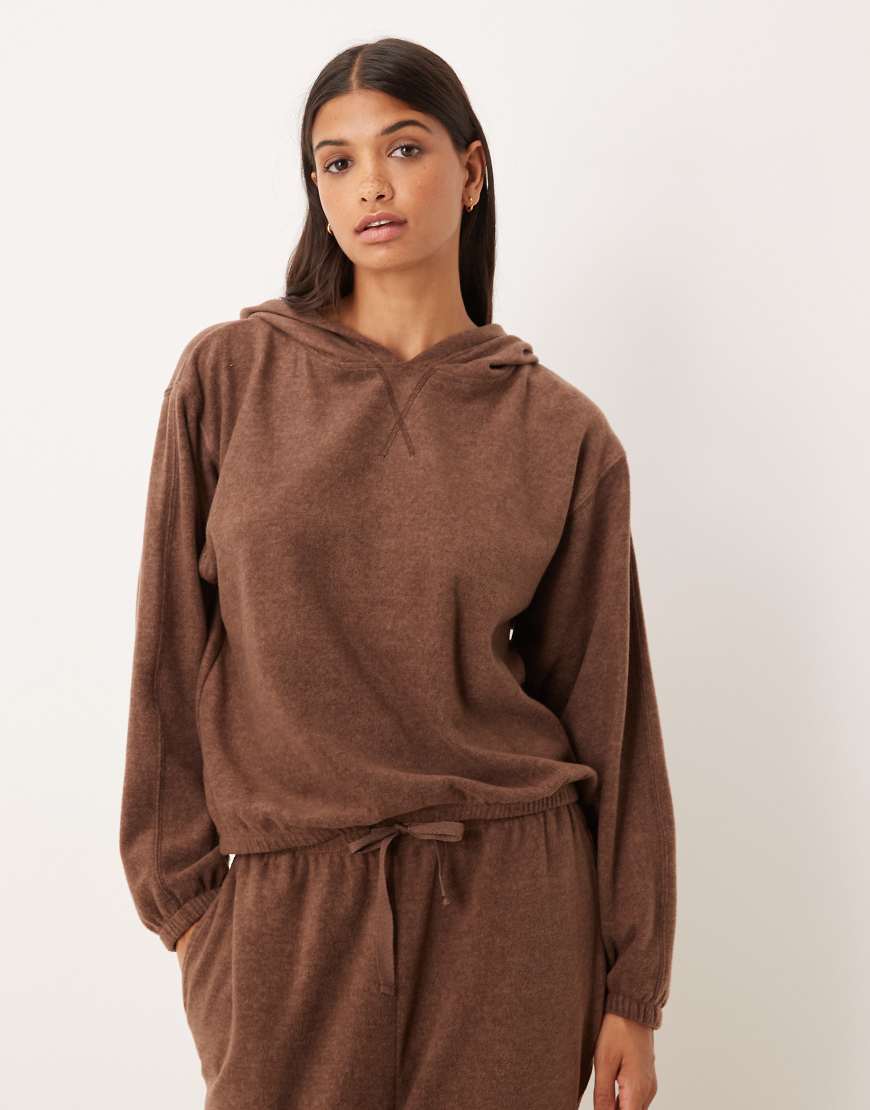 ASOS DESIGN - Mix & Match - Oversize-Kapuzenpullover aus leichtem Fleece in Schokobraun-Brown von ASOS DESIGN