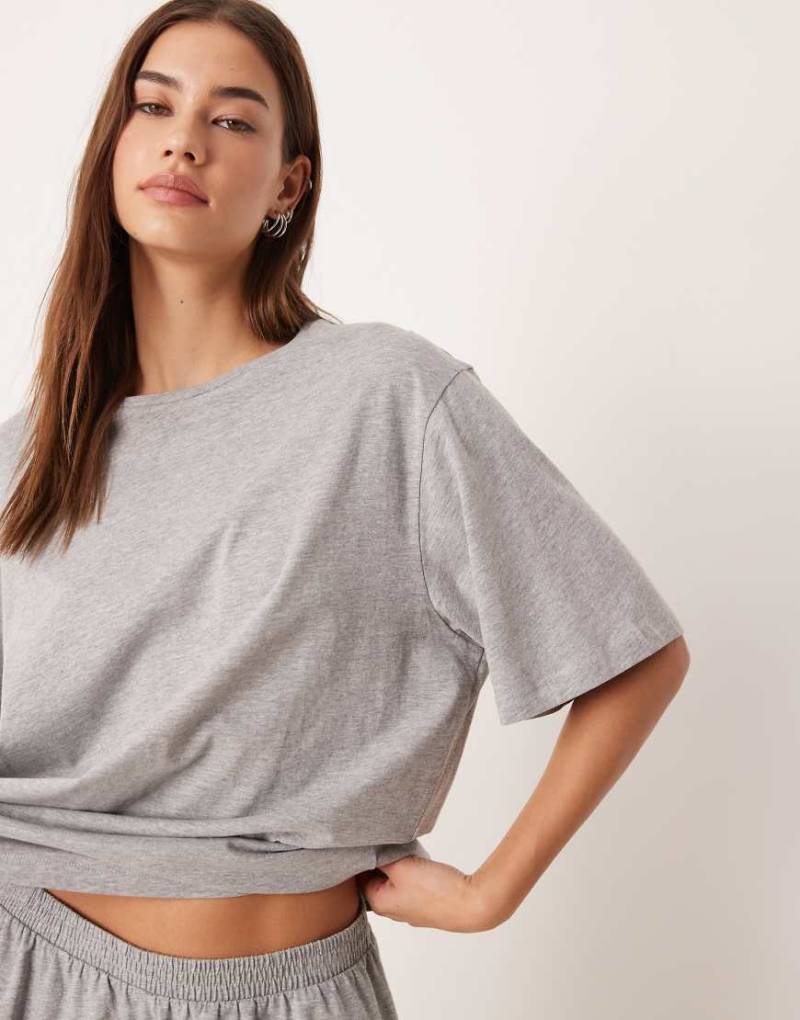 ASOS DESIGN - Mix & Match - Oversize-Pyjama-T-Shirt aus Baumwolle in meliertem Grau von ASOS DESIGN