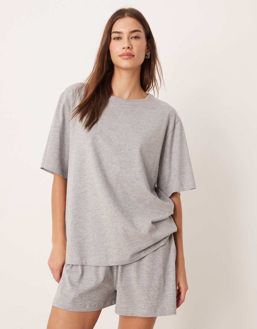 ASOS DESIGN - Mix & Match - Pyjama-Shorts aus Baumwolle in meliertem Grau von ASOS DESIGN