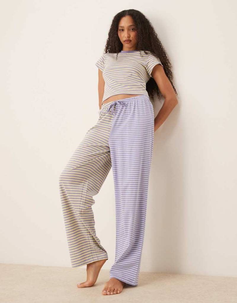 ASOS DESIGN - Mix & Match - Pyjamahose in Lila und Gelb gestreift-Bunt von ASOS DESIGN