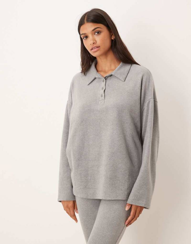 ASOS DESIGN - Mix & Match - Sweatshirt aus leichtem Fleece in Hellgrau mit Kragen von ASOS DESIGN
