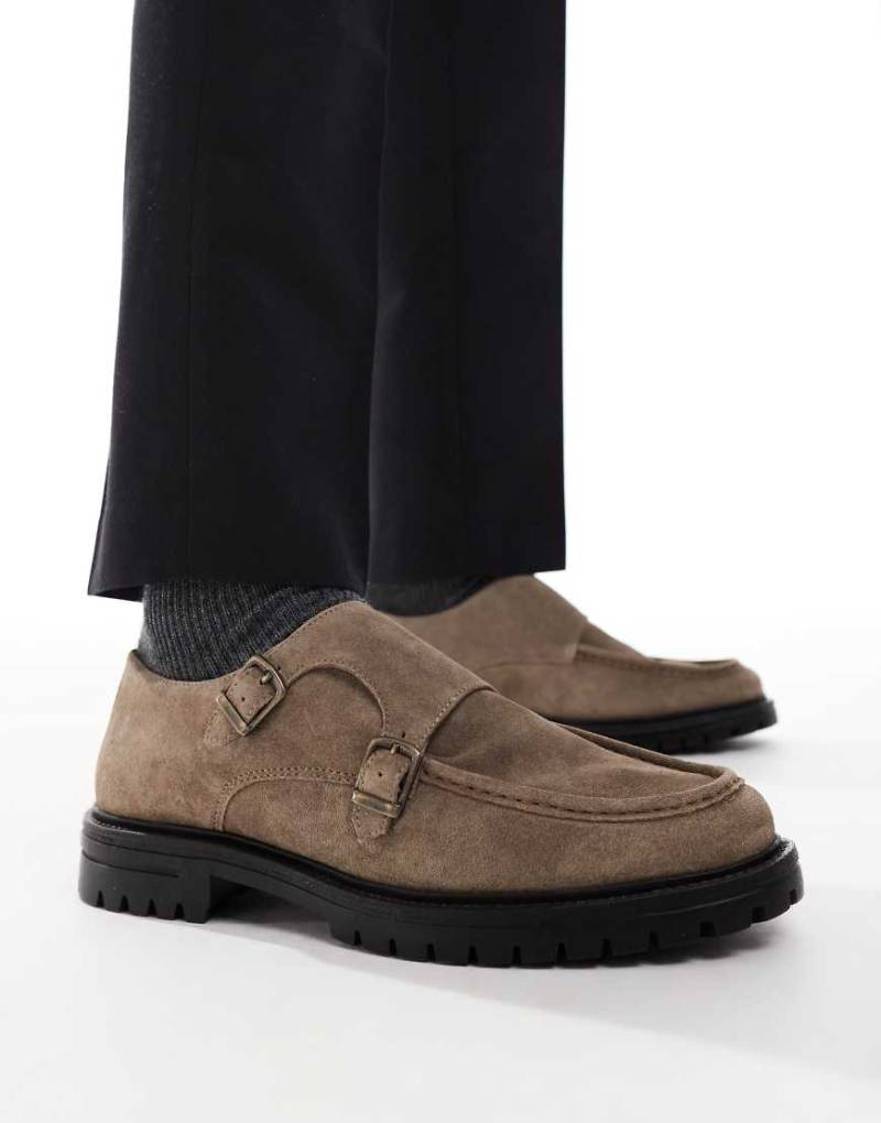 ASOS DESIGN - Monk-Schuhe in Steinbeige mit Profilsohle-Neutral von ASOS DESIGN