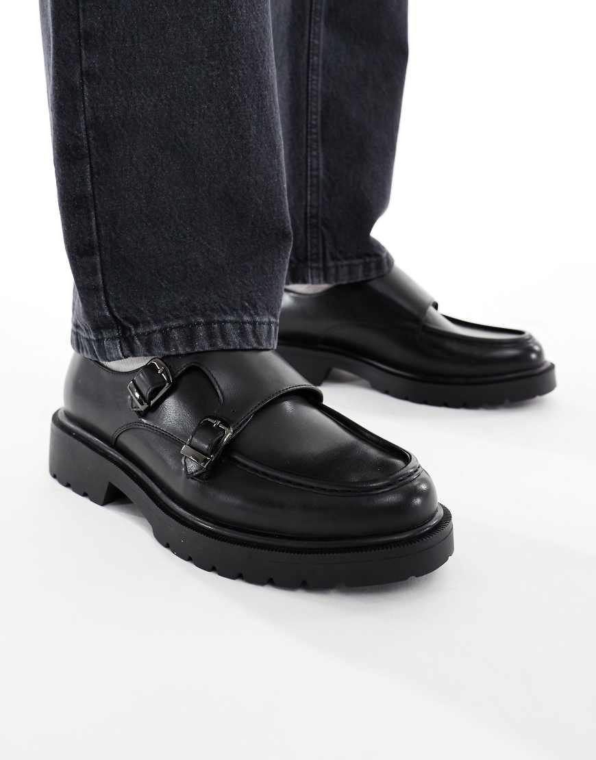 ASOS DESIGN - Monk-Schuhe in Schwarz mit Profilsohle von ASOS DESIGN