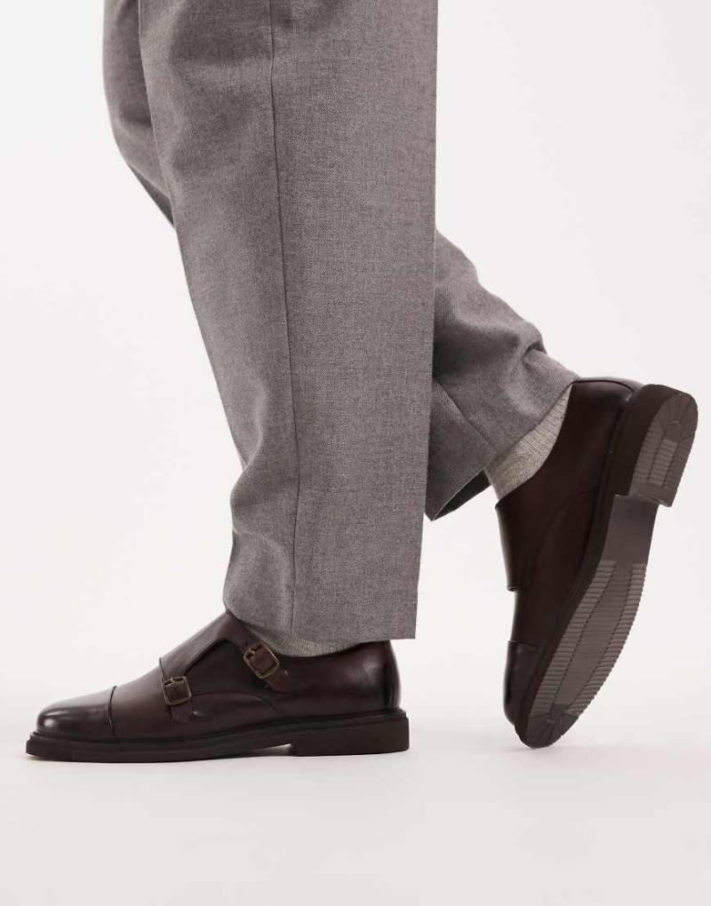 ASOS DESIGN - Monkschuhe aus braunem Leder-Brown von ASOS DESIGN