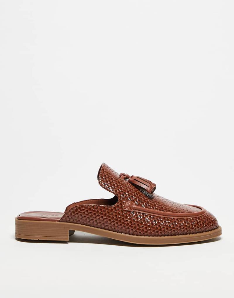 ASOS DESIGN - Mules-Loafer in Hellbraun mit Web-Design von ASOS DESIGN