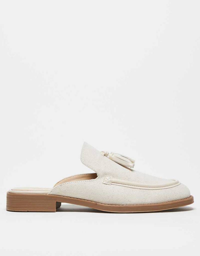 ASOS DESIGN - Mules-Loafer in Leinen-Optik-Neutral von ASOS DESIGN