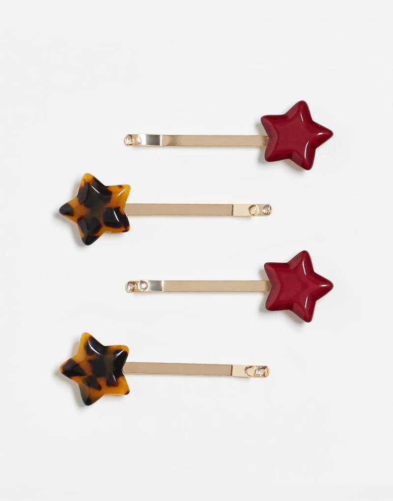 ASOS DESIGN - Multipack Haarklammern in Goldoptik mit Sternendetails-Bunt von ASOS DESIGN