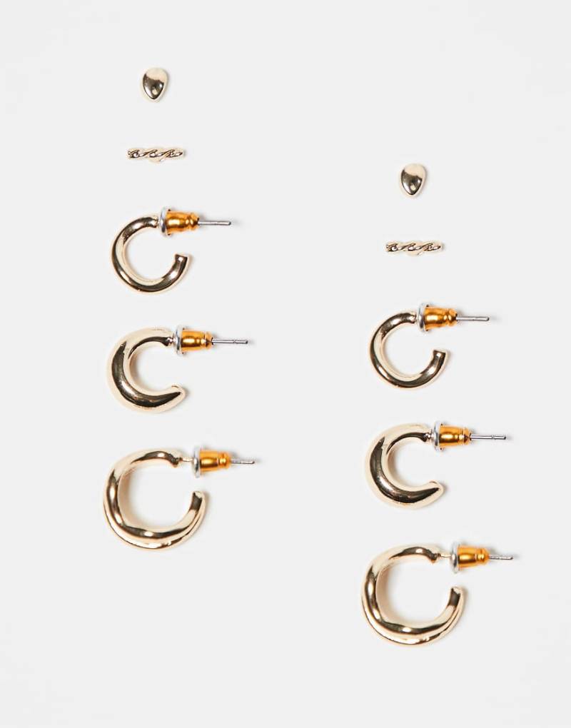 ASOS DESIGN - Multipack goldfarbene Creolen und Ohrstecker in verschiedenen Designs von ASOS DESIGN
