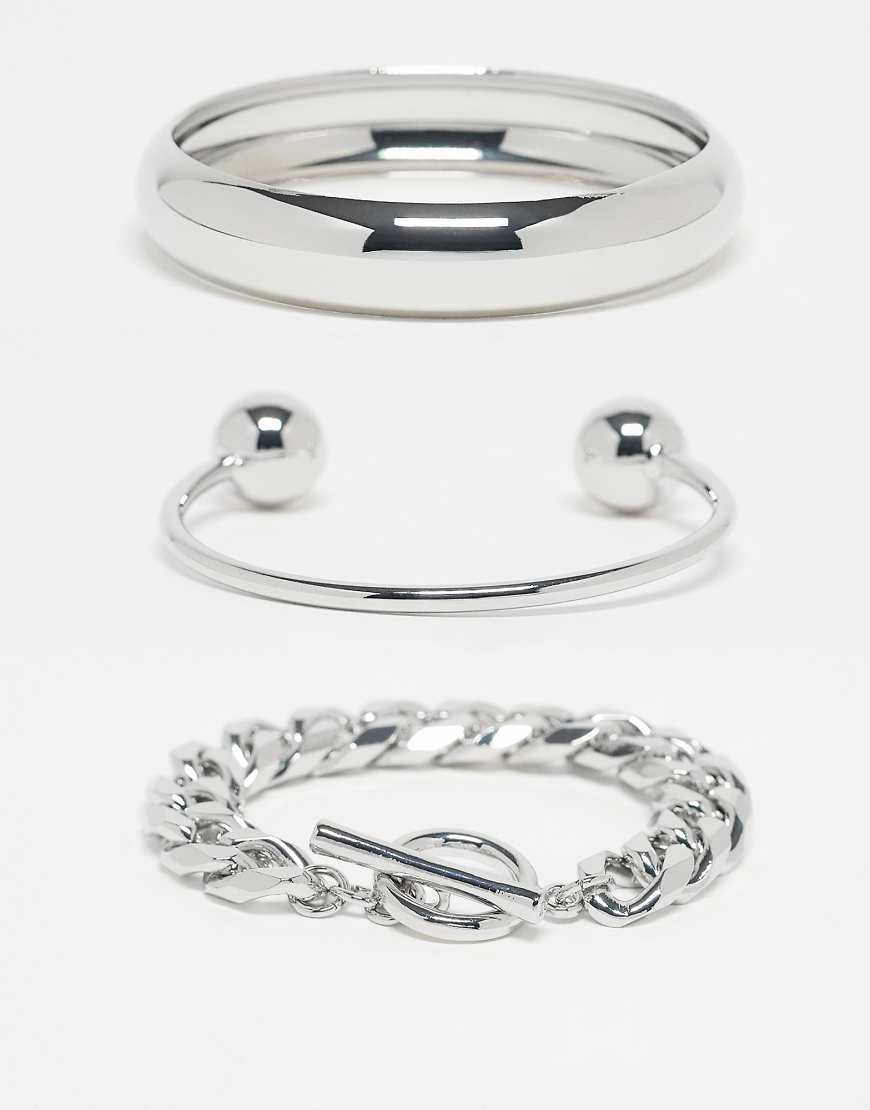 ASOS DESIGN - Multipack mit Armbändern und Armreifen in Silber-Optik ASOS DESIGN - Multipack mit Armbändern und Armreifen in Silber-Optik von ASOS DESIGN