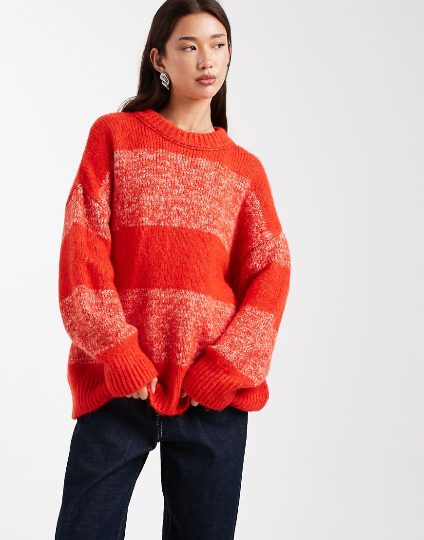 ASOS DESIGN - Multiply - Gestreifter Pullover in Rot von ASOS DESIGN