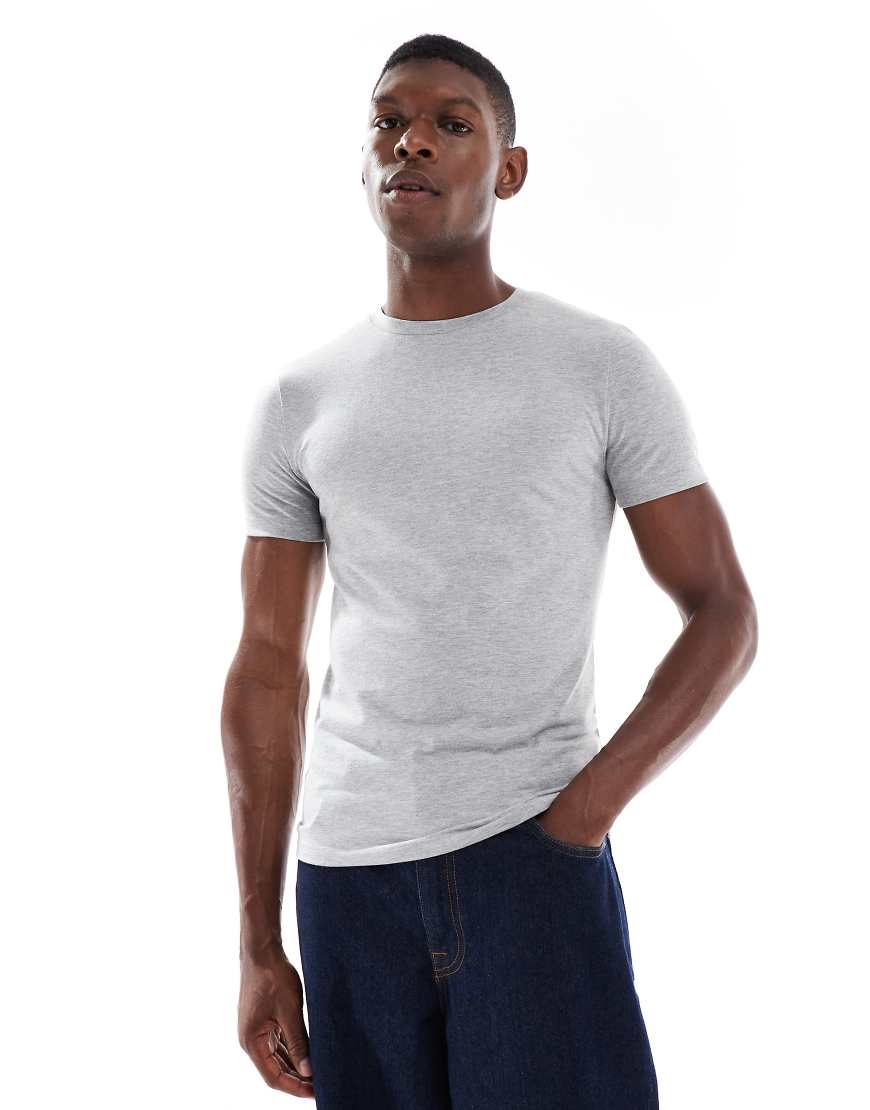 ASOS DESIGN - Körperbetontes Basic-T-Shirt in Hellgrau von ASOS DESIGN