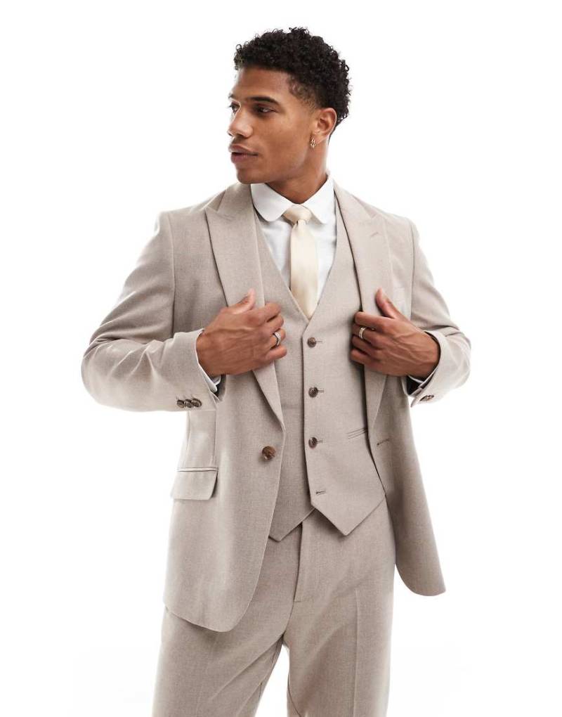 ASOS DESIGN - Neu eingetroffen - Eng geschnittene Anzugjacke in Beige meliert-Neutral von ASOS DESIGN