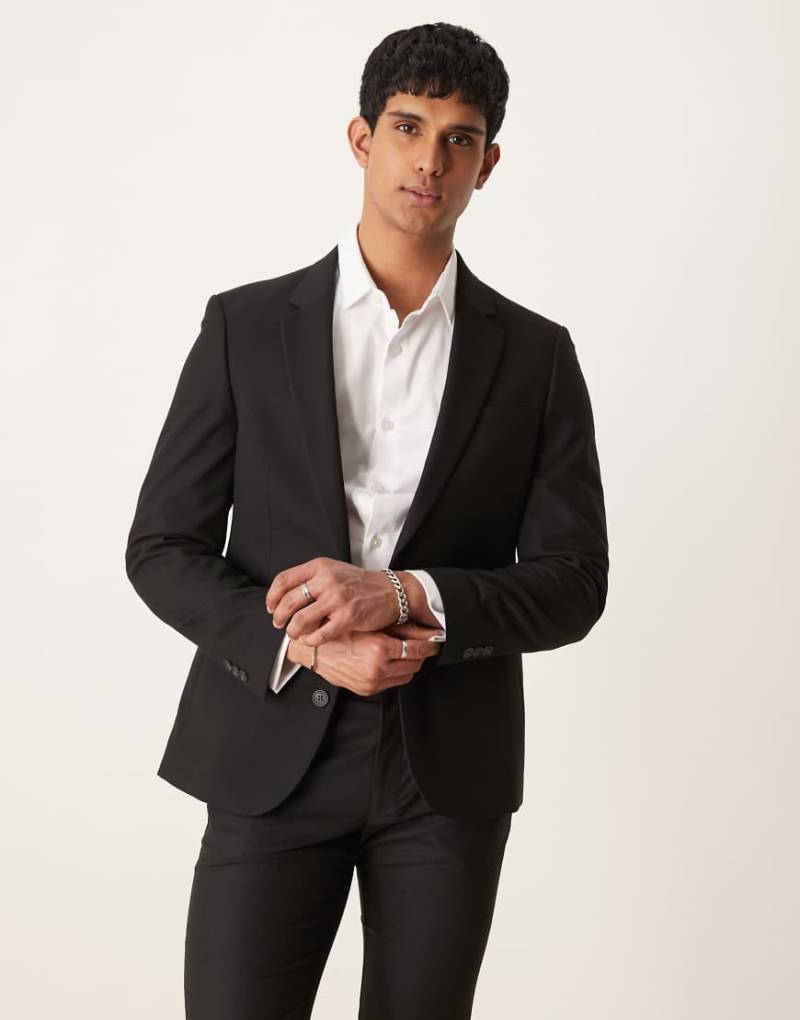 ASOS DESIGN - Neu eingetroffen - Eng geschnittene Anzugjacke in Schwarz von ASOS DESIGN