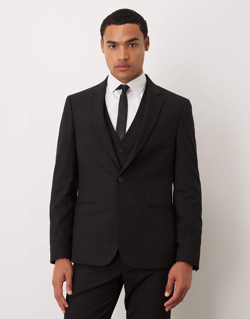 ASOS DESIGN - Neu eingetroffen - Eng geschnittene Anzugjacke in Schwarz von ASOS DESIGN