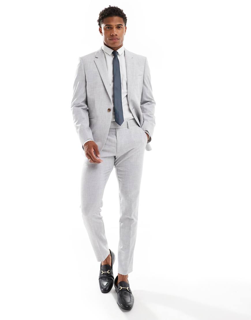 ASOS DESIGN - New - Anzughose in Grau mit engem Schnitt und Kreuzschraffur ASOS DESIGN - New - Anzughose in Grau mit engem Schnitt und Kreuzschraffur von ASOS DESIGN