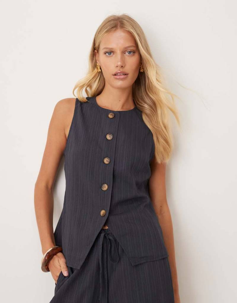 ASOS DESIGN - Oberteil in Anthrazit mit Knitterstruktur, Kombiteil-Grau von ASOS DESIGN