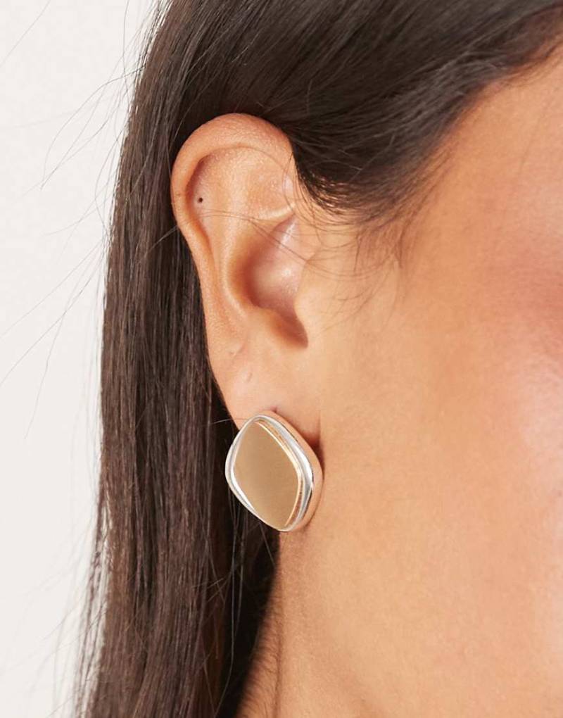ASOS DESIGN - Ohrstecker mit abstraktem Design in Gold- und Silberoptik-Goldfarben von ASOS DESIGN