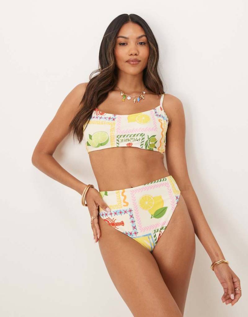 ASOS DESIGN - Olive - Fuller Bust - Bügel-Bikinioberteil mit Kachelprint-Bunt von ASOS DESIGN