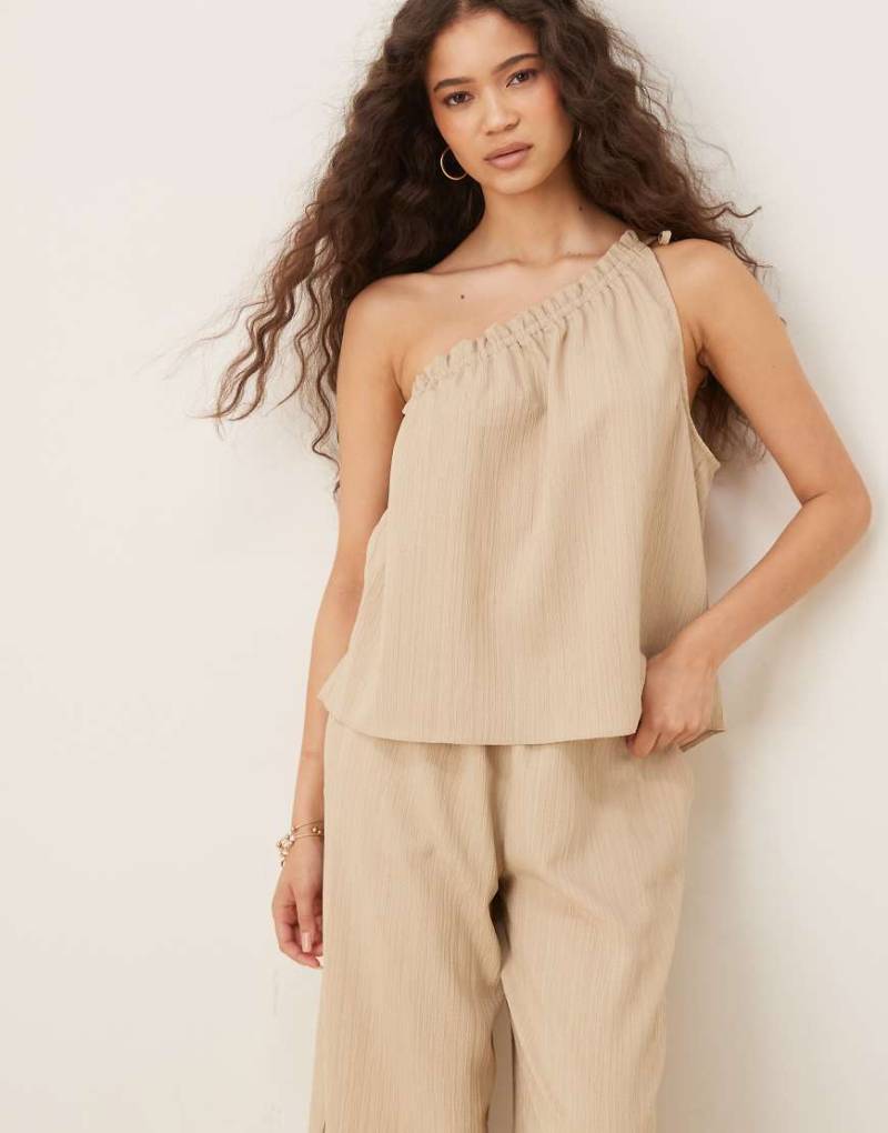 ASOS DESIGN - One-Shoulder-Oberteil in Steinbeige, Kombiteil-Neutral von ASOS DESIGN