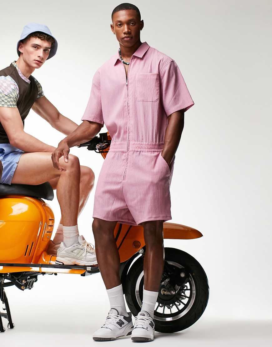 ASOS DESIGN - Overall aus strukturiertem Stoff-Rosa von ASOS DESIGN