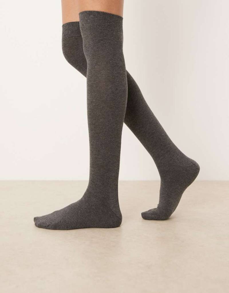 ASOS DESIGN - Overknee-Strümpfe in Grau von ASOS DESIGN
