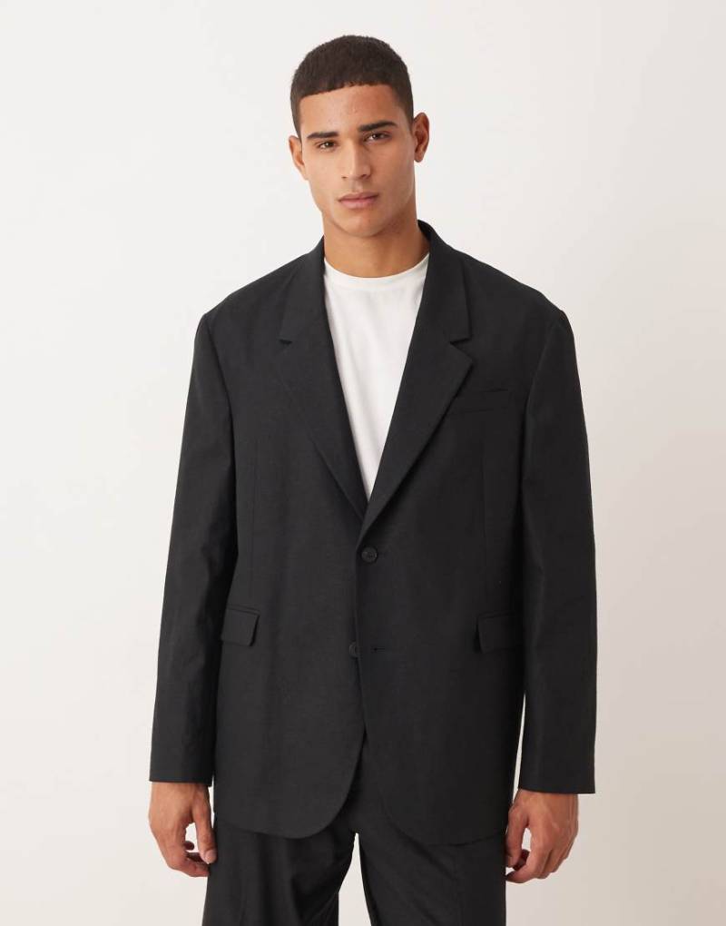 ASOS DESIGN - Oversize-Anzugjacke in Schwarz meliert von ASOS DESIGN