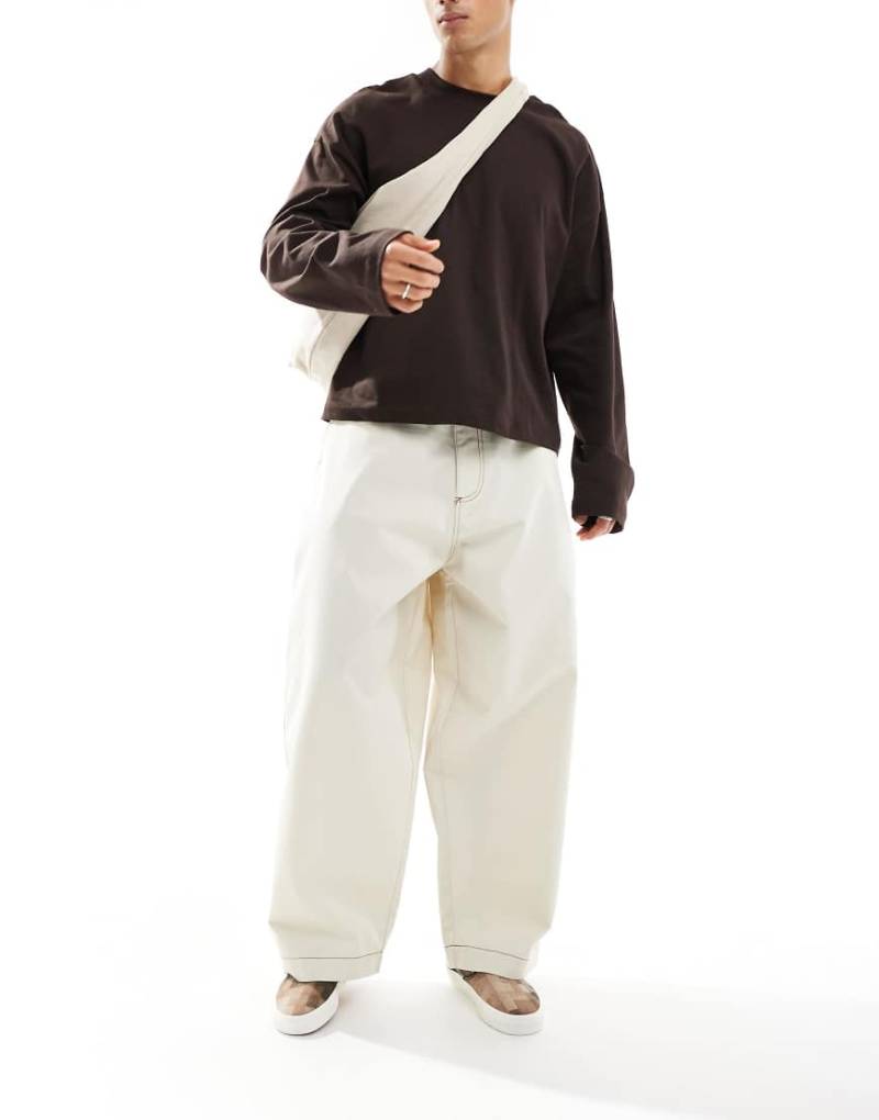 ASOS DESIGN - Weite Oversize-Hose in Weiß mit Kontrastnaht von ASOS DESIGN