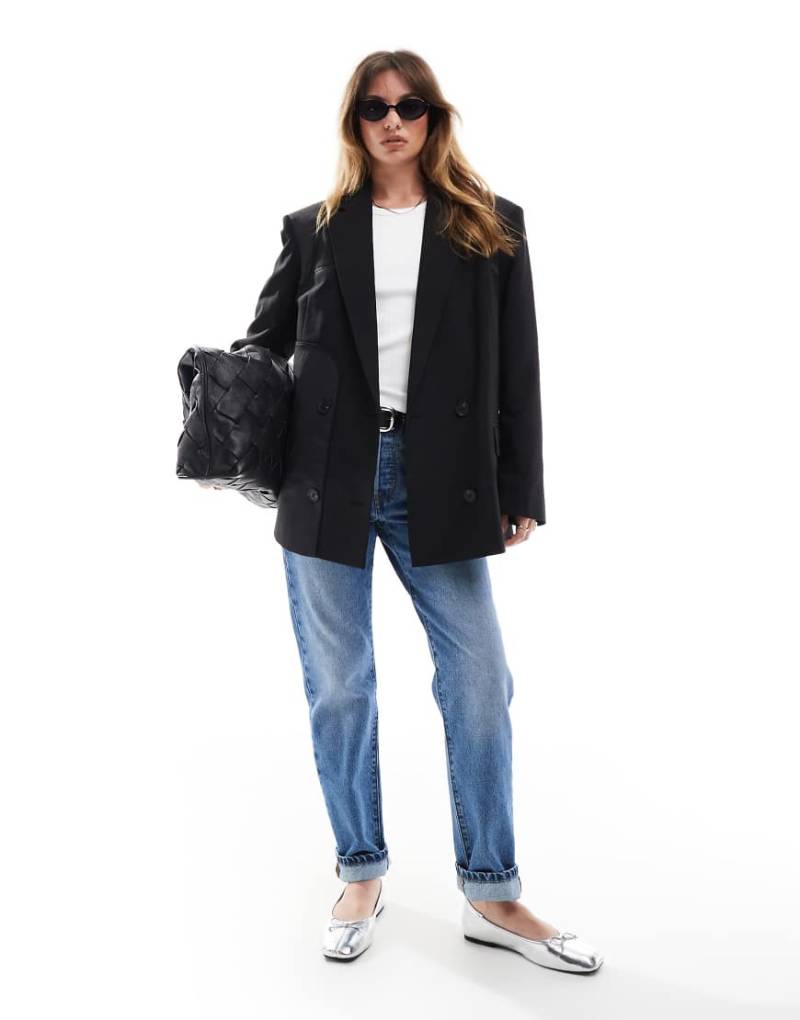 ASOS DESIGN - Eleganter Oversize-Blazer in Schwarz mit Inside-out-Design von ASOS DESIGN