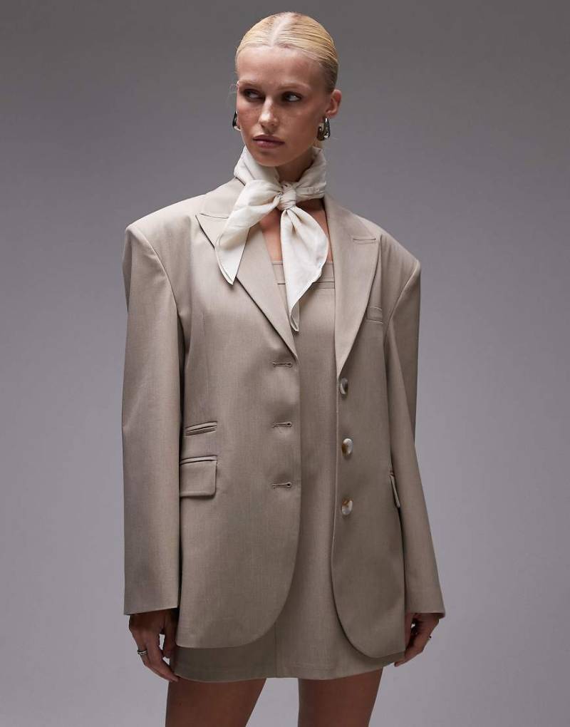 ASOS DESIGN - Oversize-Blazer in Steinbeige, Kombiteil-Neutral von ASOS DESIGN