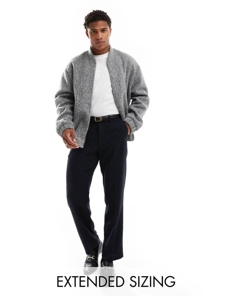 ASOS DESIGN - Oversize-Bomberjacke in grauer Wolloptik von ASOS DESIGN
