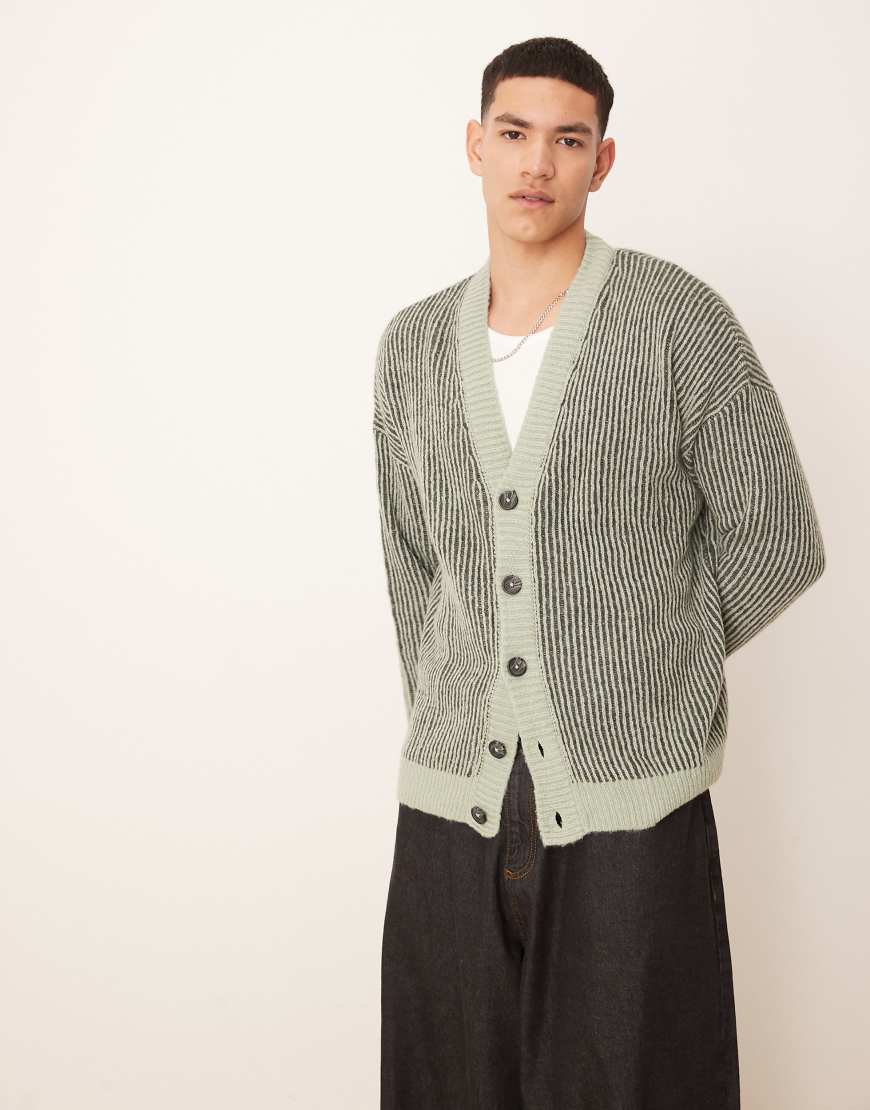 ASOS DESIGN - Oversize-Cardigan aus Rippstrick in Grün, Kombiteil von ASOS DESIGN