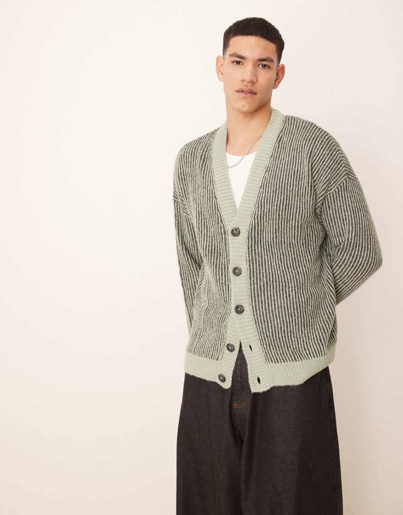 ASOS DESIGN - Oversize-Cardigan aus Rippstrick in Grün, Kombiteil von ASOS DESIGN