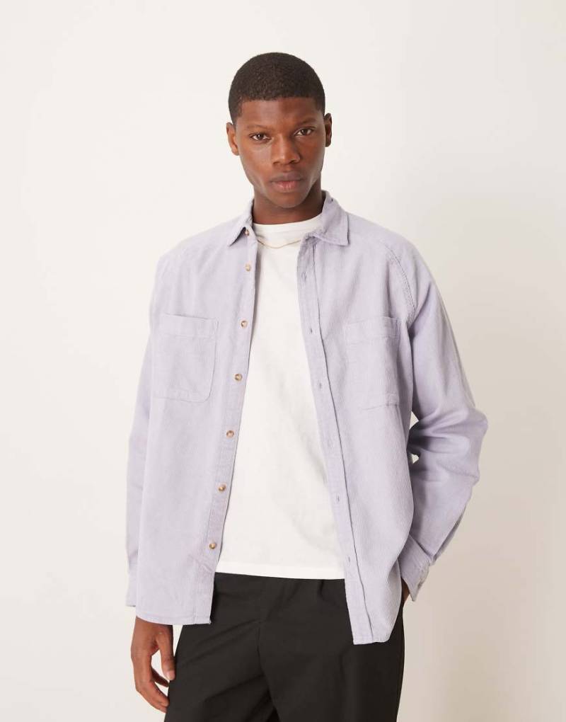 ASOS DESIGN - Oversize-Cordhemd im Stil der 90er-Jahre in Blau-Grau von ASOS DESIGN