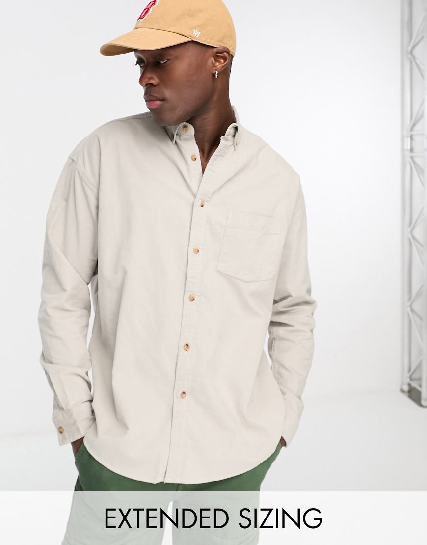 ASOS DESIGN - Oversize-Cordhemd in Steingrau-Neutral von ASOS DESIGN
