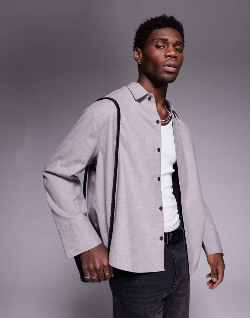 ASOS DESIGN - Oversize-Flanellhemd in Grau von ASOS DESIGN
