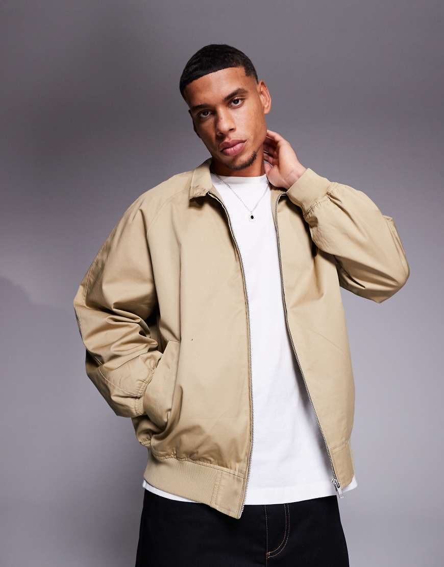 ASOS DESIGN - Oversize-Harrington-Jacke in Stone-Neutral ASOS DESIGN - Oversize-Harrington-Jacke in Stone-Neutral von ASOS DESIGN