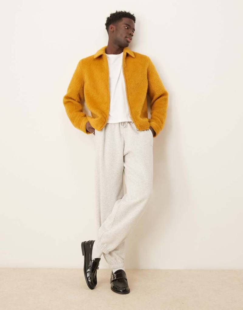 ASOS DESIGN - Oversize-Harrington-Jacke in Wolloptik in Senfgelb von ASOS DESIGN