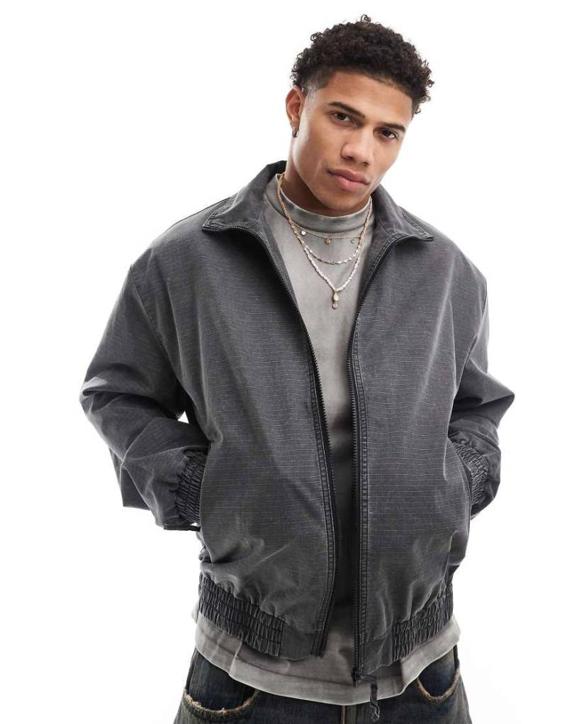 ASOS DESIGN - Oversize-Harrington-Jacke in verwaschenem Grau von ASOS DESIGN