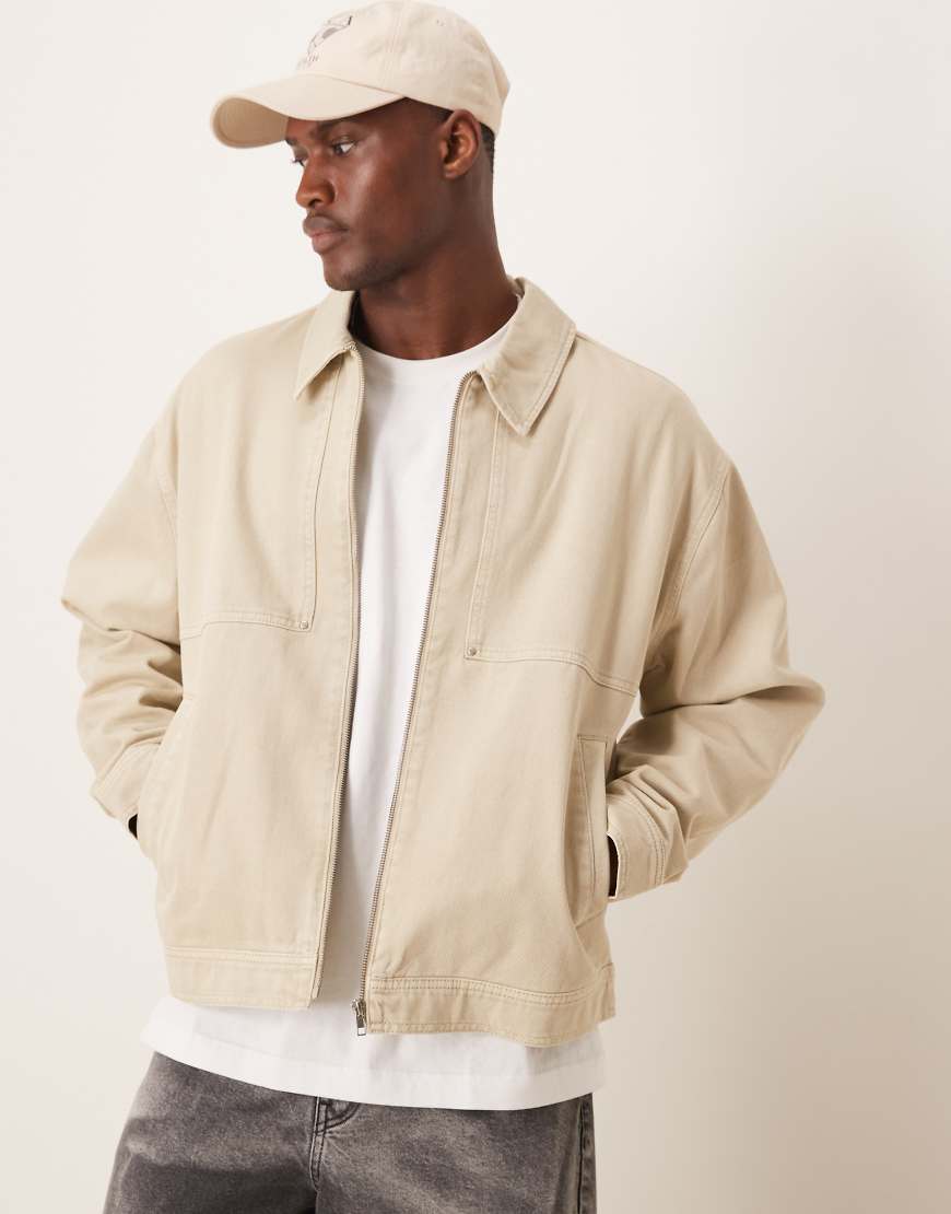 ASOS DESIGN - Oversize-Harrington-Jacke in verwaschenem Steinbraun-Neutral ASOS DESIGN - Oversize-Harrington-Jacke in verwaschenem Steinbraun-Neutral von ASOS DESIGN