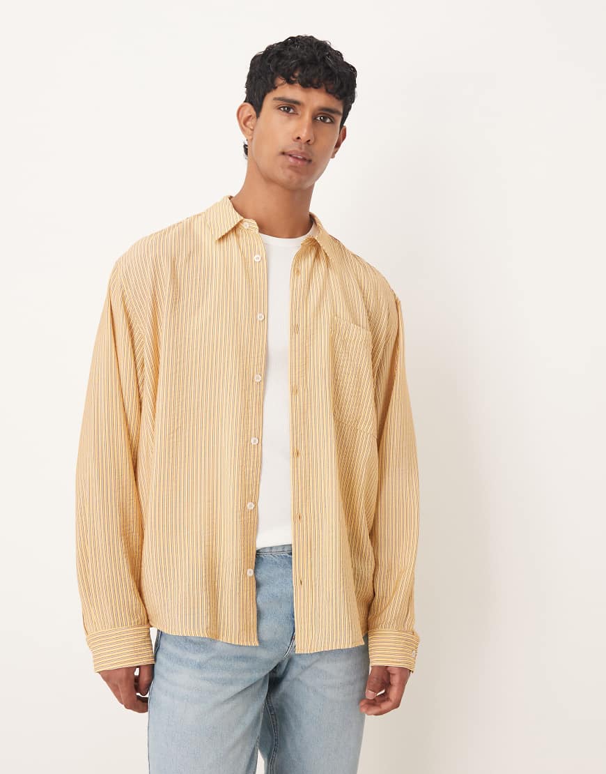 ASOS DESIGN - Oversize-Hemd in Gelb mit Streifen von ASOS DESIGN