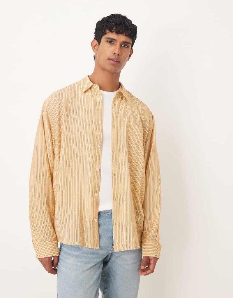 ASOS DESIGN - Oversize-Hemd in Gelb mit Streifen von ASOS DESIGN