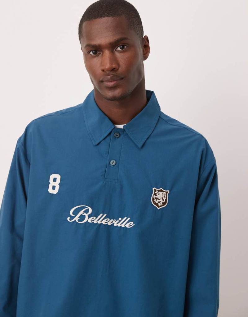 ASOS DESIGN - Oversize-Hemd in Grün mit Stickerei von ASOS DESIGN