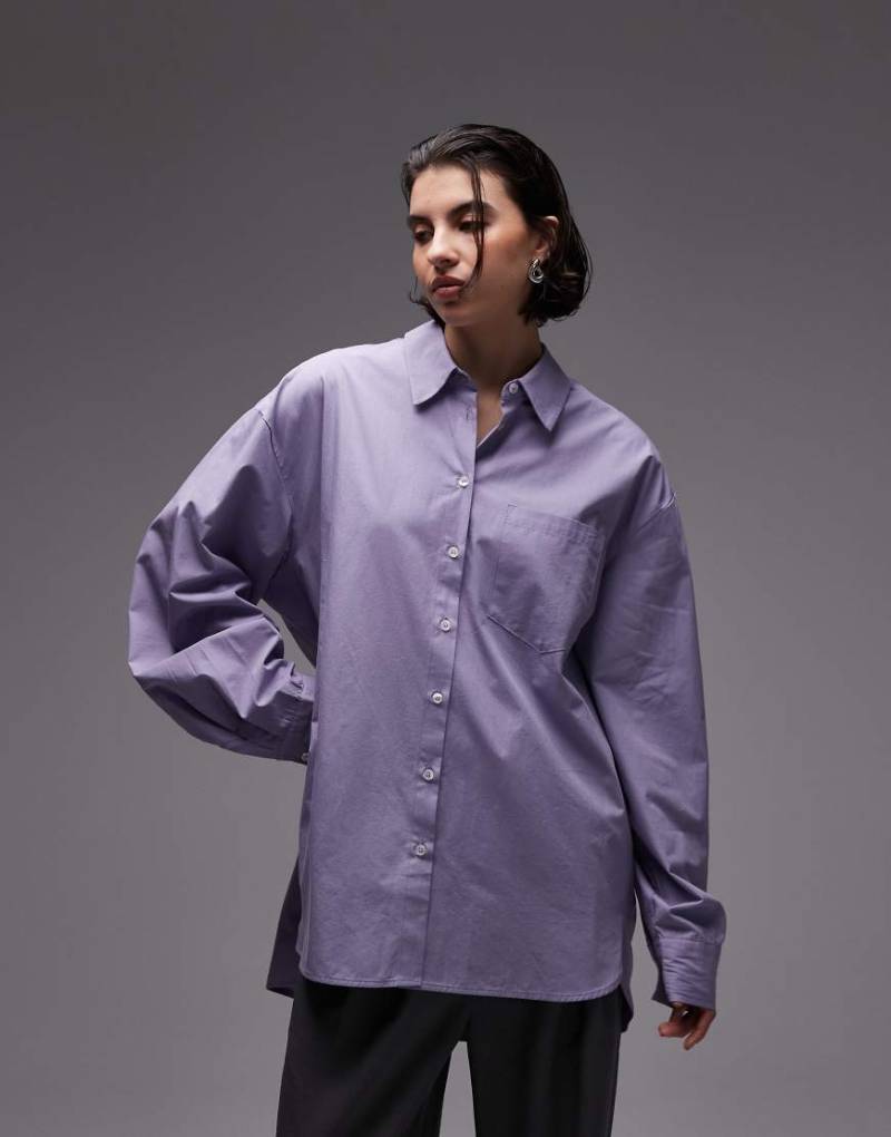 ASOS DESIGN - Oversize-Hemd in Lila mit Laschendetail am Rücken von ASOS DESIGN