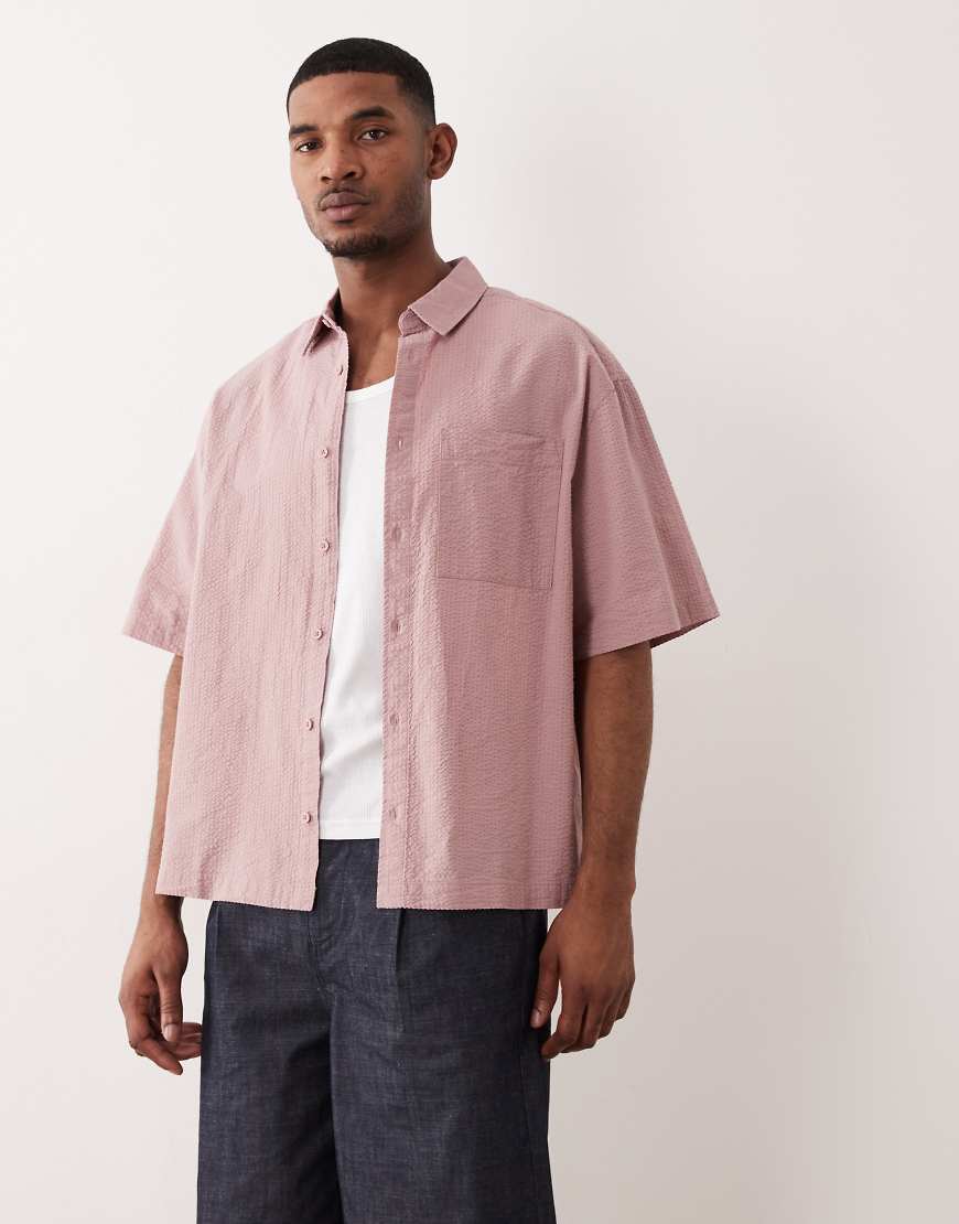 ASOS DESIGN - Oversize-Hemd in Rosa aus Seersucker von ASOS DESIGN