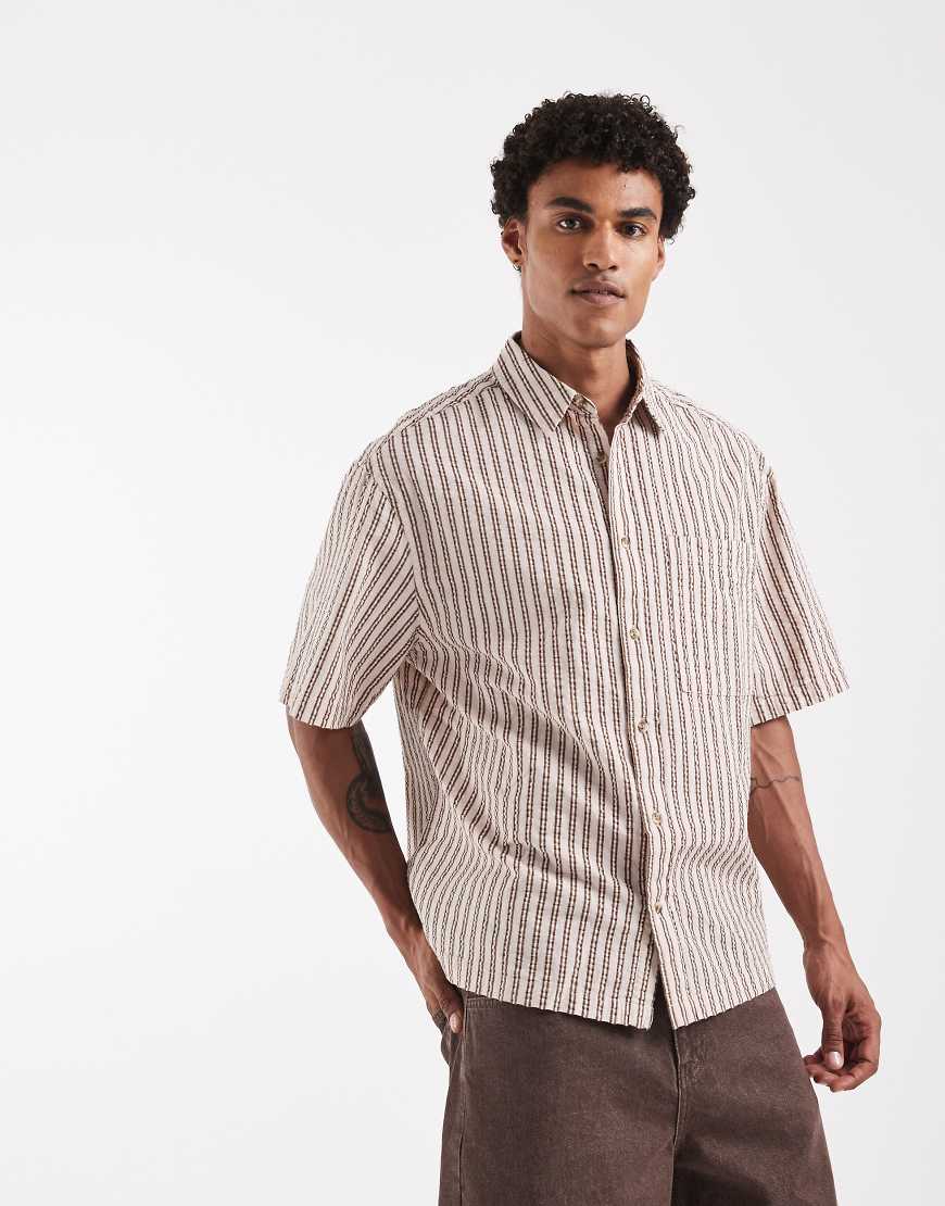 ASOS DESIGN - Oversize-Hemd in Rosa gestreift von ASOS DESIGN